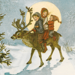 caspari_single_rare_card_-_children_riding_reindeer